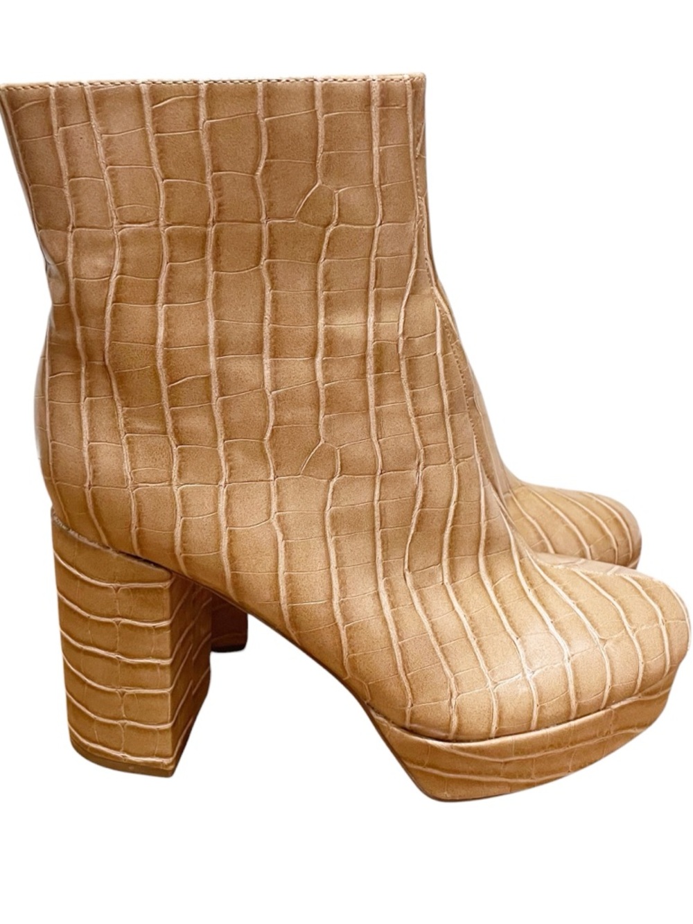Lulu's Layne Sand Croc Platform Ankle Booties Tan Women’s Size 8.5 - Picture 6 of 10